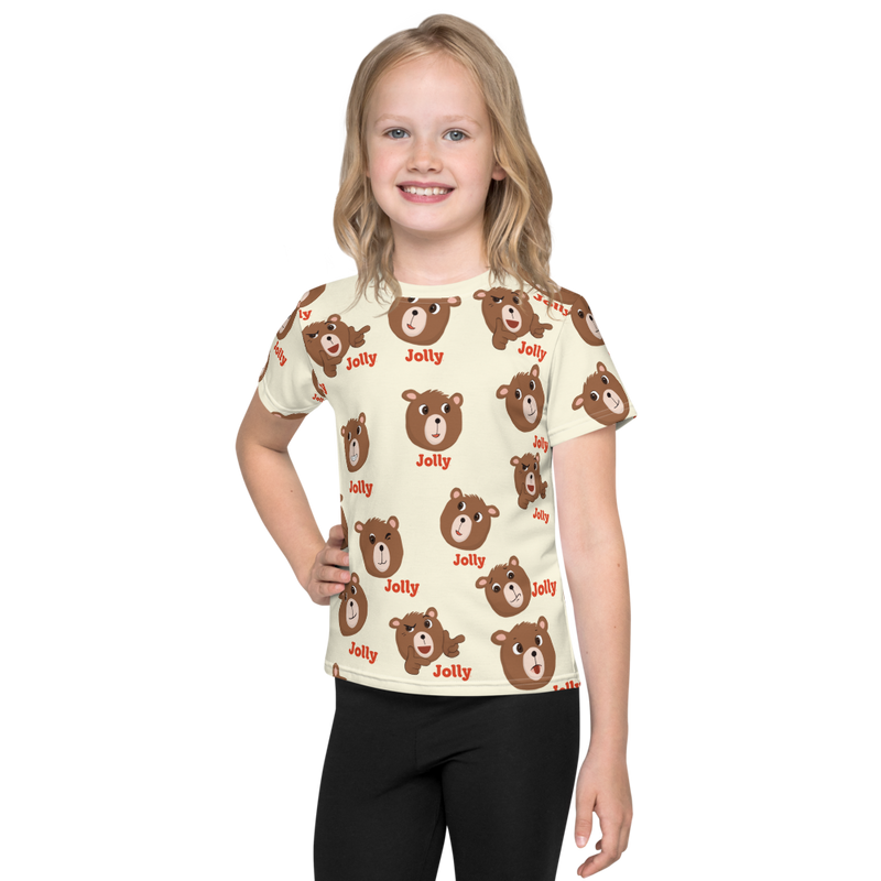 Jolly Fun Faces Bear Kids Short Sleeve Tee